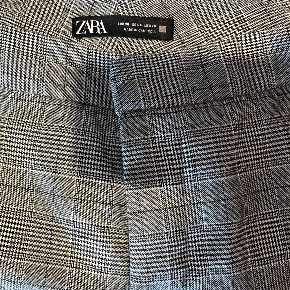 Zara Black and White Checkered Trousers